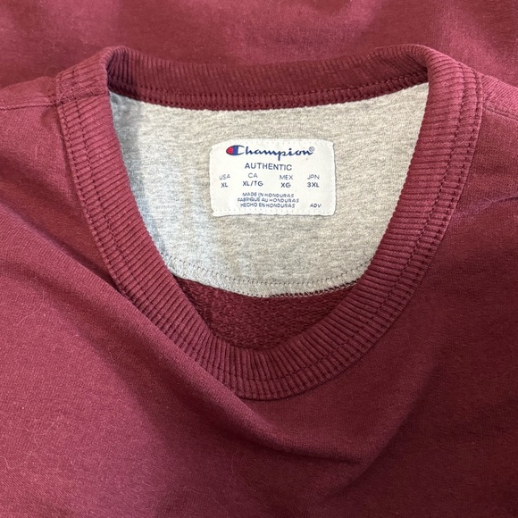 Champion Sweatshirt Men's Size XL Maroon Crew Neck Fleece Lined 50/50 Pullover - Picture 6 of 8